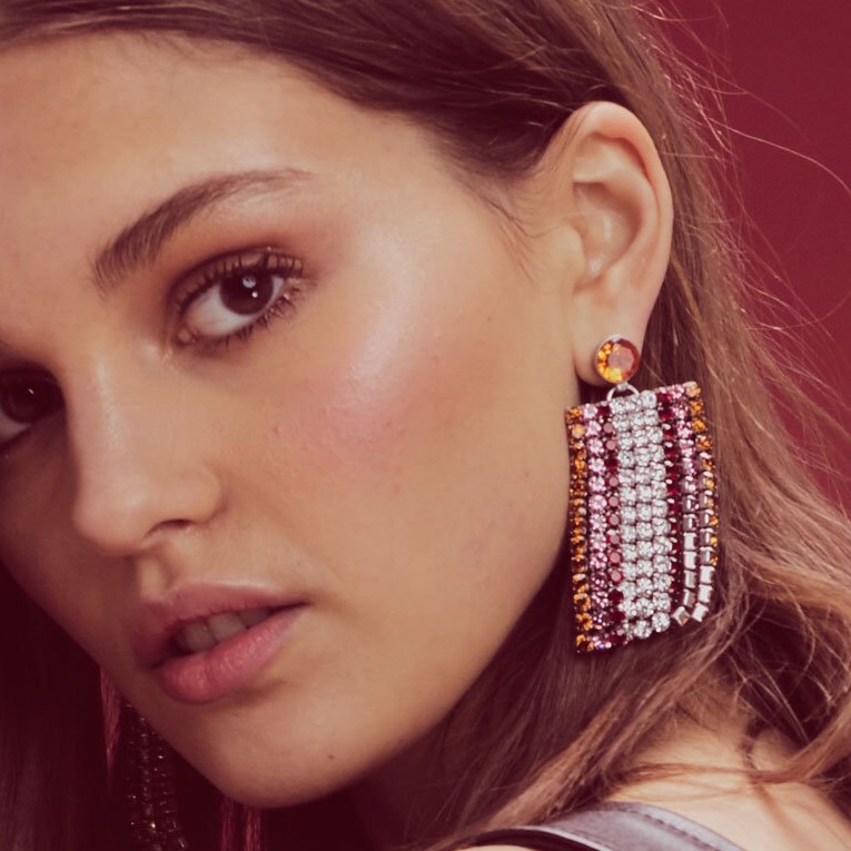 For Love & Lemons Bianca Crystal Earrings New
